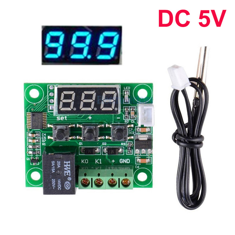 Терморегулятор цифровий W1209 5V, -50 +110С (Синій), фото 1