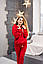 Теплий жіночий спортивний костюм з толстовкою на флісі червоного кольору, фото 3