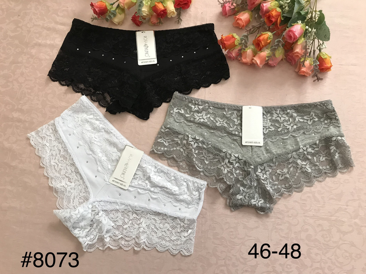 Трусики бавовна з гіпюром шорниками зі стразами