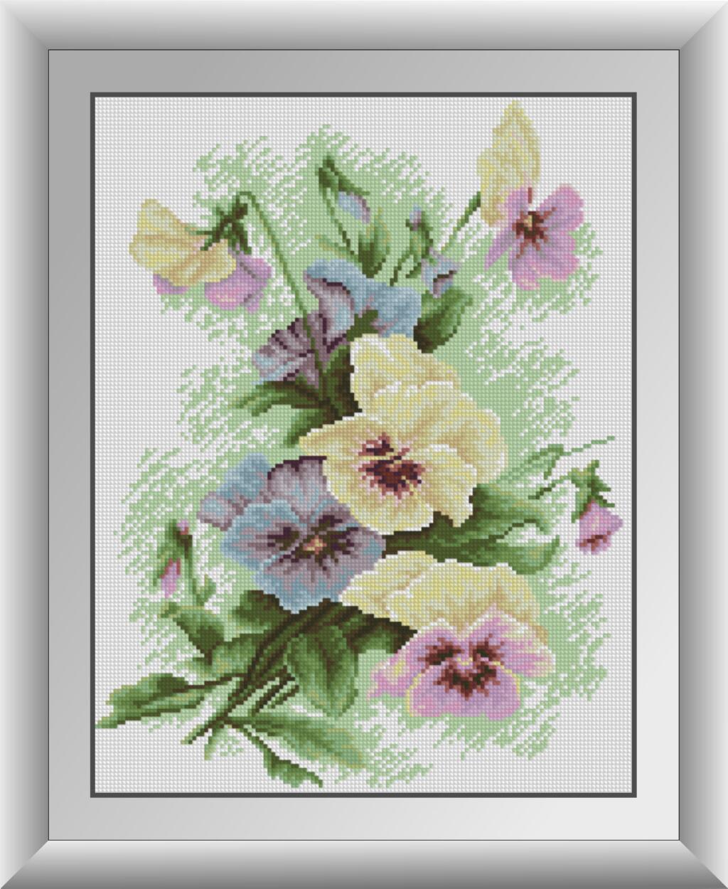 Алмазна техніка Букет братків Dream Art 30400 (34 x 44 см), фото 1