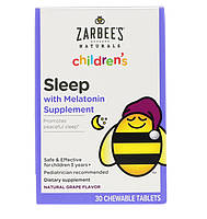 Мелатонин детский (Melatonin kid's) 1 мг, Zarbee's Naturals 30 жевательных таблеток