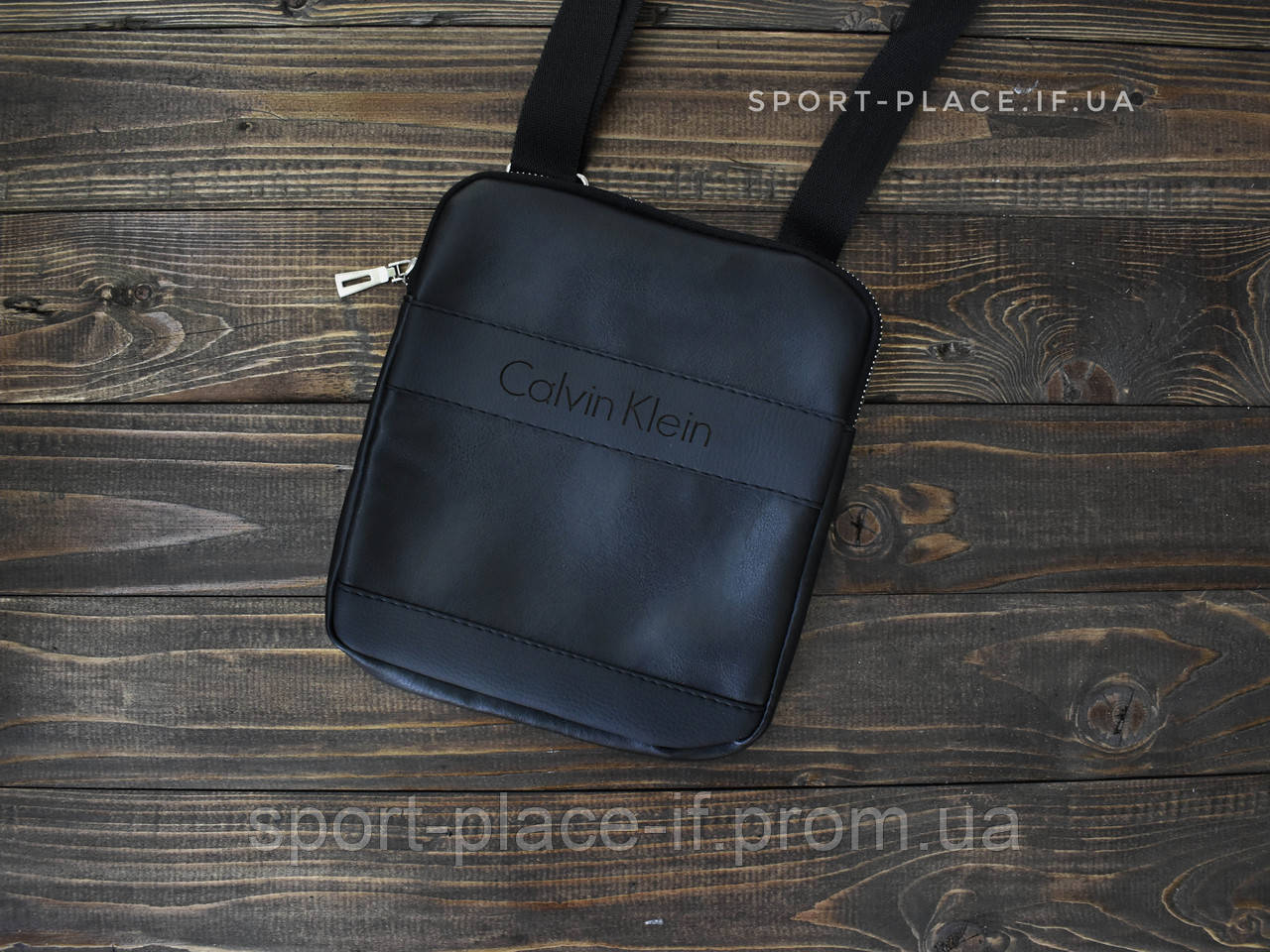 Чоловіча шкіряна сумка через плече Calvin Klein чорна , барсетка / месенджер міська