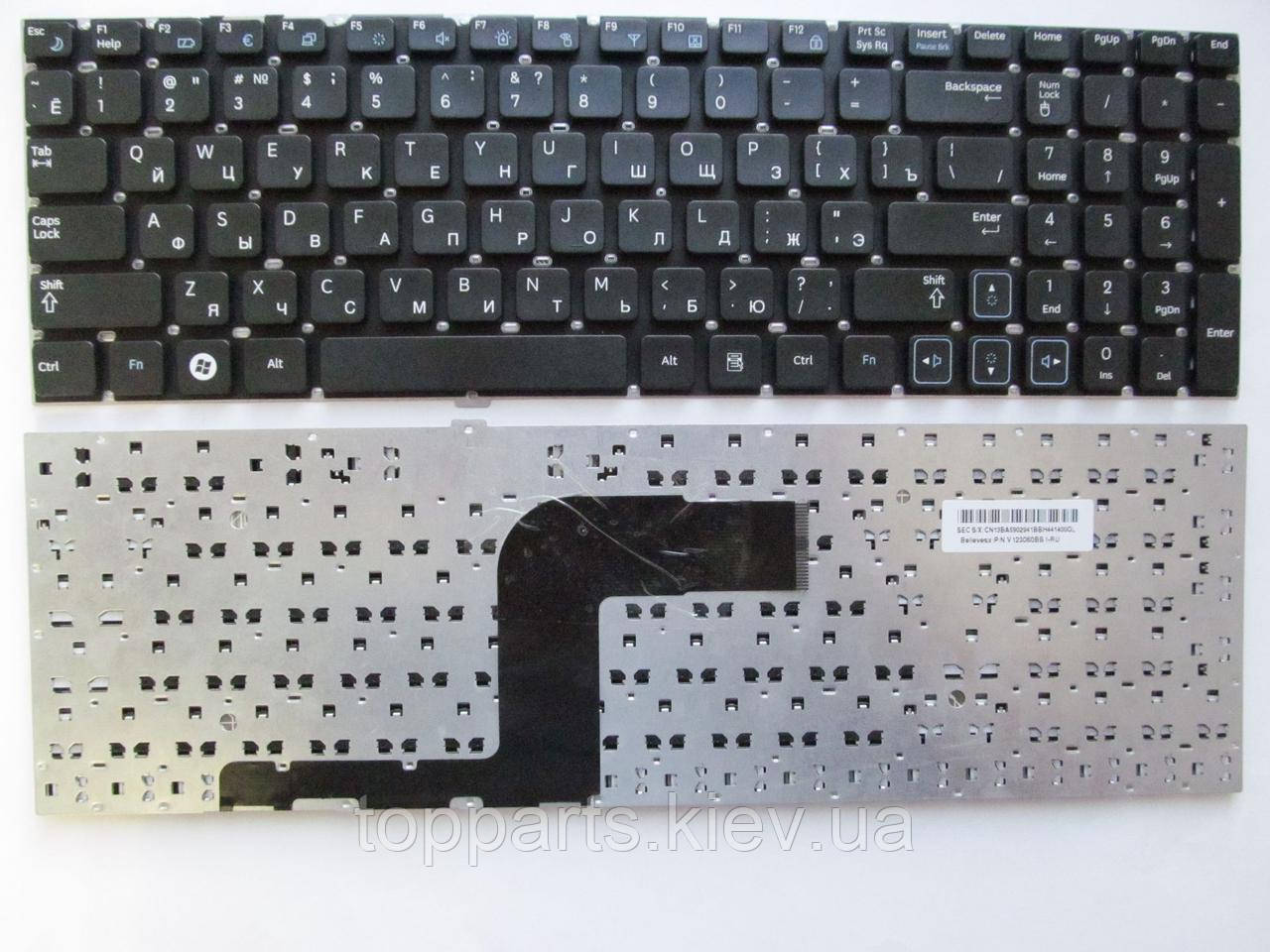 Клавіатура для ноутбуків Samsung RC508, RC510, RC520, RV509, RV511, RV513, RV515, RV518, RV520 чорна RU/US