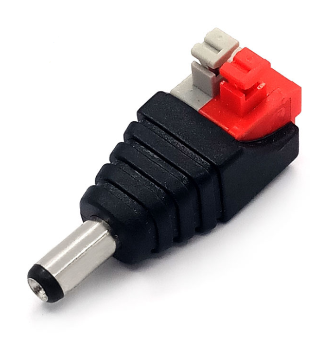 Штекер живлення Power jack 2pin — 5,5 mm "тато" із затискачами для світлодіодної стрічки та блоків живлення