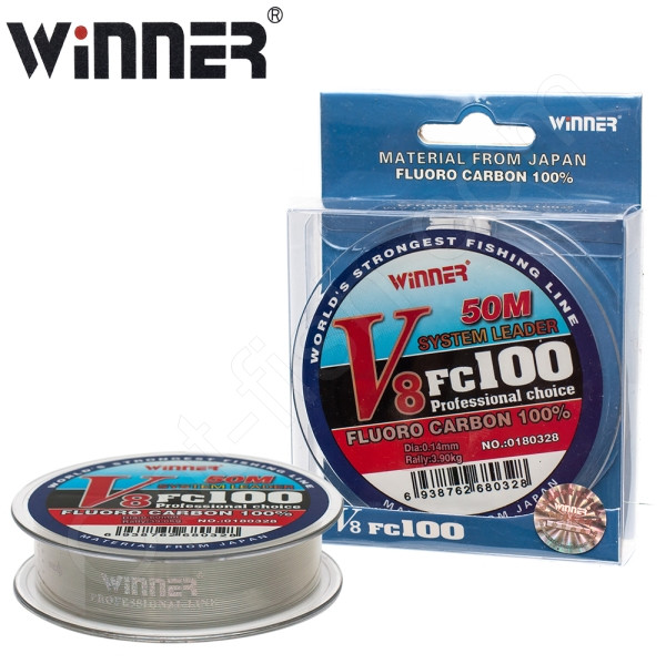 Флюорокарбон Winner Fluro Carbon 100% V8 No0180328 50 м 0,14 мм *, фото 1