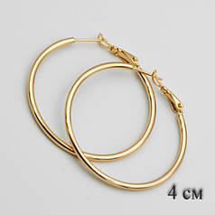 Сережки-кільця конго Xuping жіночі гладкі 4 см золотисті G-2332