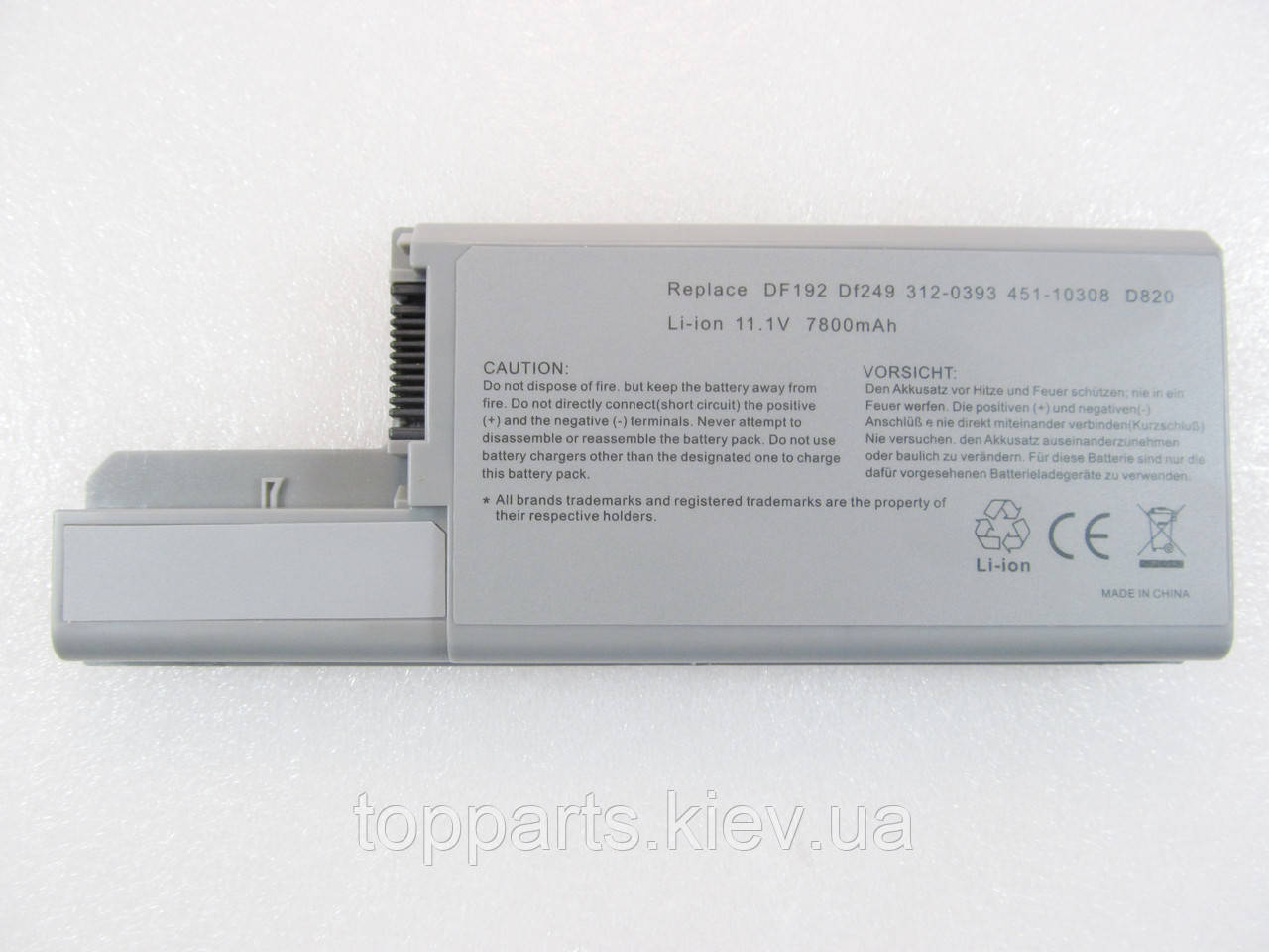 Батарея для ноутбука Dell Latitude D820 CF623, 7800mAh, 9cell, 11.1V, Li-ion, сіра,