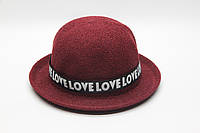 Шляпа котелок M&JJ LOVE Бордовый 54-56 (11316)