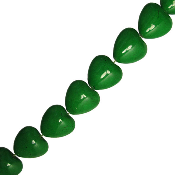 Намистини Підвіски 20х20х9 мм Нитка 40 см, Серця Малі Колір Зелений, Рукоділля, Фурнітура для Біжутерії Кулони, фото 1