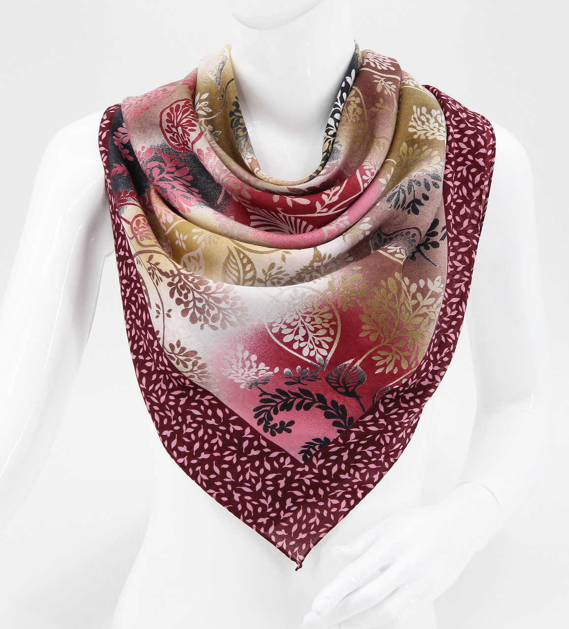 Хустка M&JJ МАДЕН Коттон Бордо/Бежевий 90х90 см (2631), фото 1