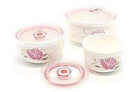 Набір із 3 керамічних судочків із кришками (300/450/1000 мл) FRICO FRU-435