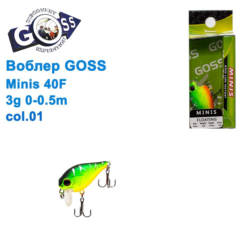 Воблер Goss Minis 40F W4,3g 0-0,5m col. 01