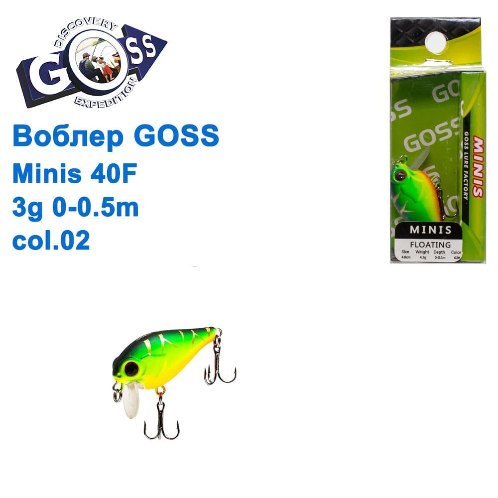 Воблер Goss Minis 40F W4,3g 0-0,5m col. 02