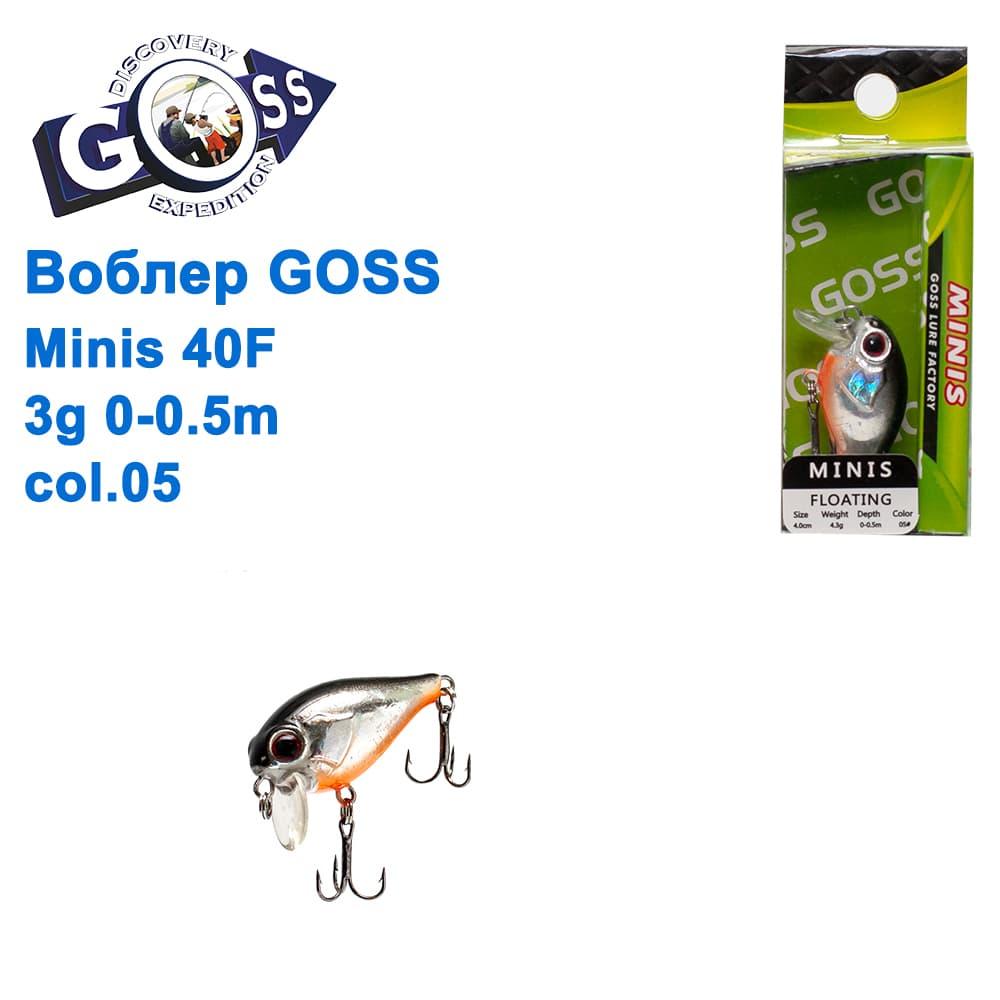 Воблер Goss Minis 40F W4,3g 0-0,5m col. 05