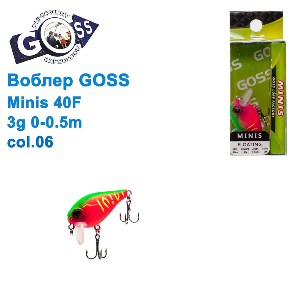 Воблер Goss Minis 40F W4,3g 0-0,5m col. 06
