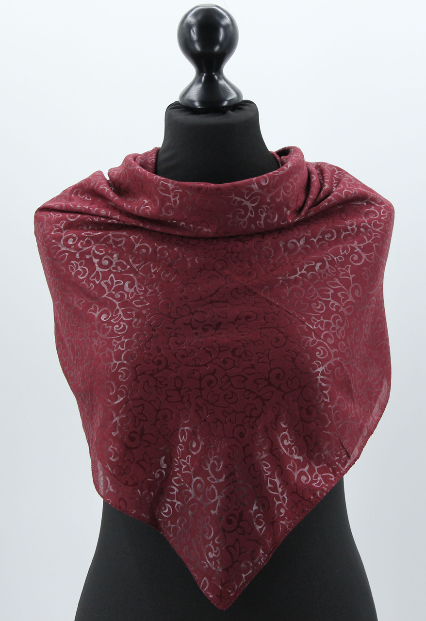 Хустка M&JJ КЕМЕР Коттон з тисненням Бордовий 90х90 см (576), фото 1