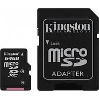 Картка пам'яті microSDXC+SD adapter Kingston 64 Gb 10class