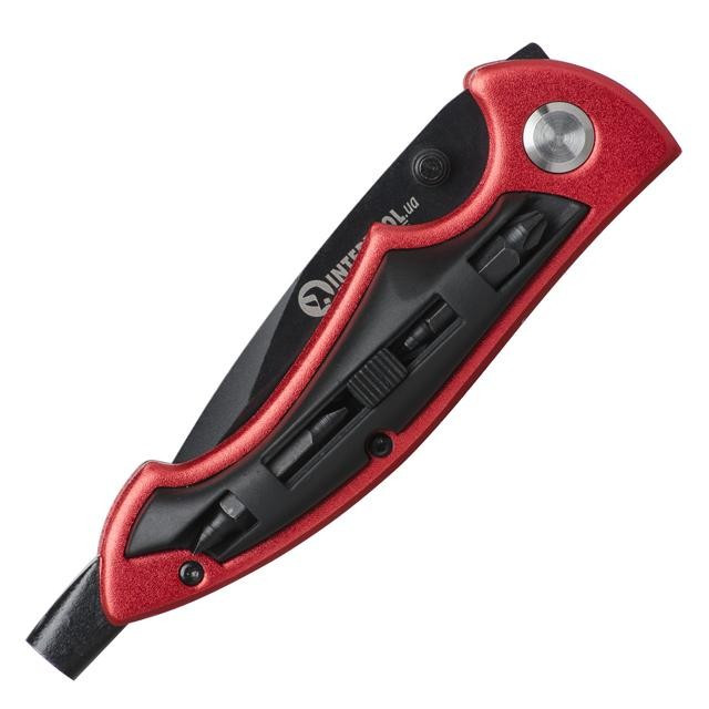 Ніж складаний 4 насадки викруткове , ручка алюміній+ пластик Intertool HT-0592