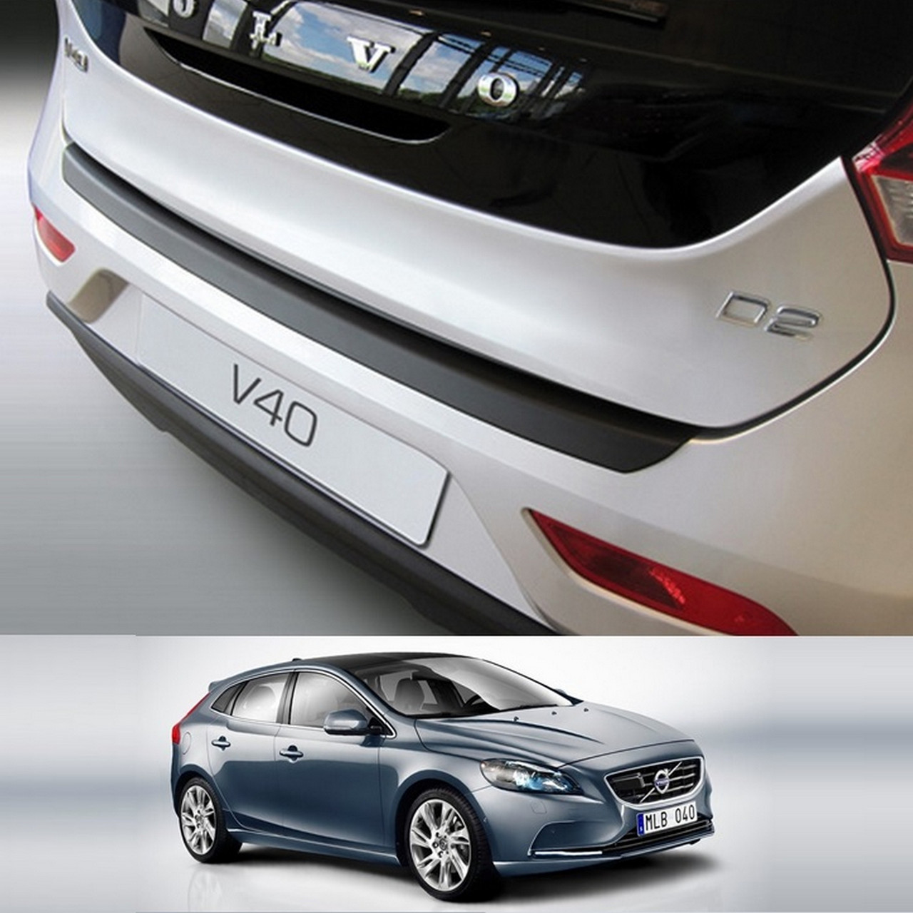 Пластиковая накладка на задний бампер для Volvo V40 2012-2016