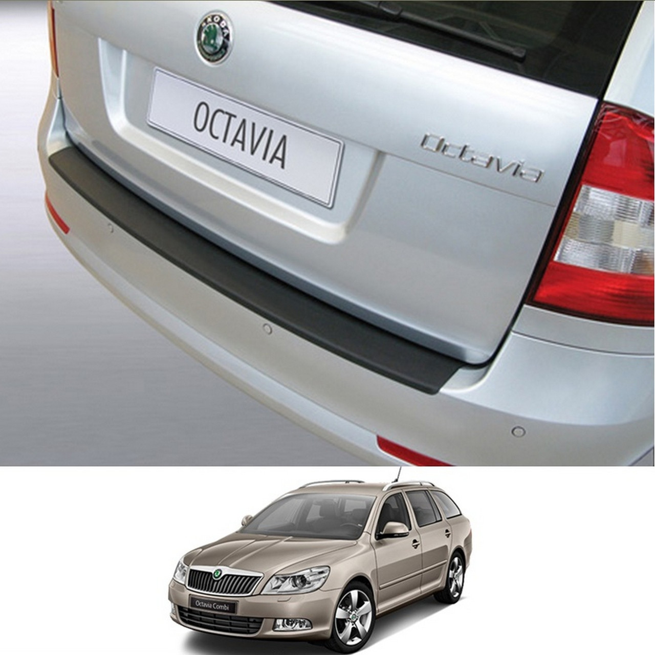 Пластикова захисна накладка заднього бампера для Skoda Octavia II A5 Combi lift. 1.2009-5.2013