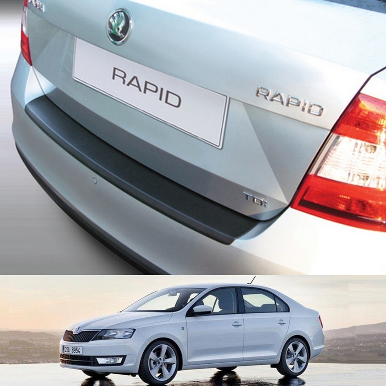 Пластикова накладка заднього бампера для Skoda Rapid Liftback 2012-2019