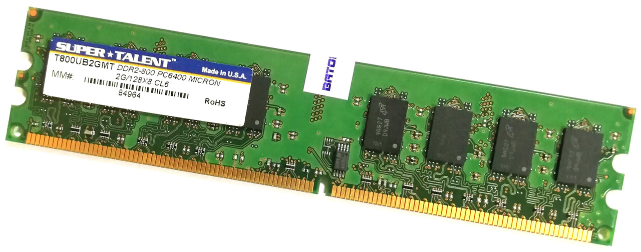 Оперативна пам'ять Super Talent DDR2 2Gb 800MHz PC2 6400U 2R8 CL6 Б/В MIX