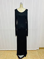 Платье женское трикотаж макси черное с длинным рукавом