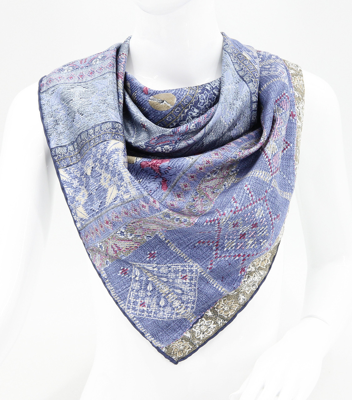 Хустка  M&JJ ІЗМІР Шовк Синій 95х95 см (1958), фото 1