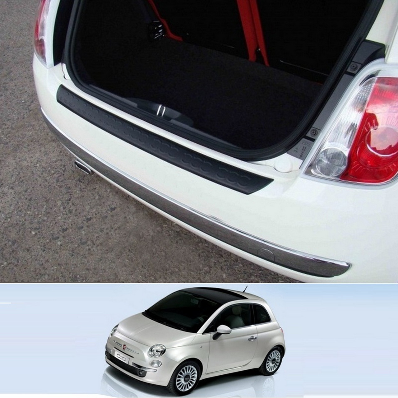 Пластикова захисна накладка на задній бампер для Fiat 500 10.2007-6.2015, фото 1