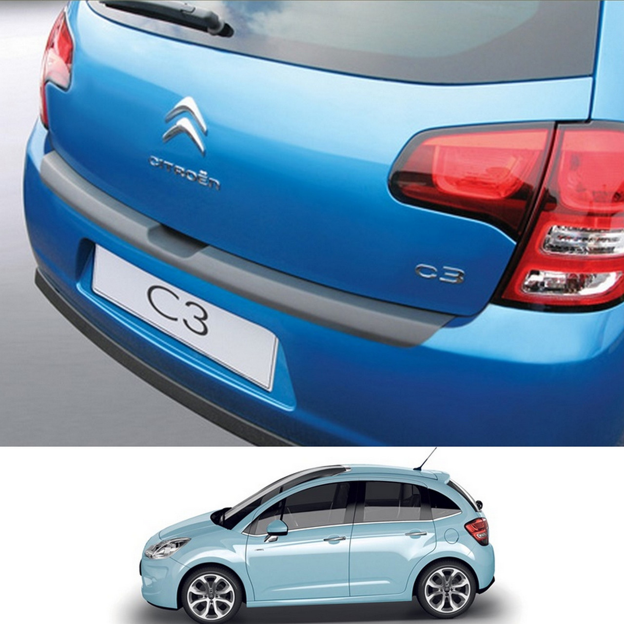 Пластикова захисна накладка на задній бампер для Citroen C3 II 5Dr 2009-2016