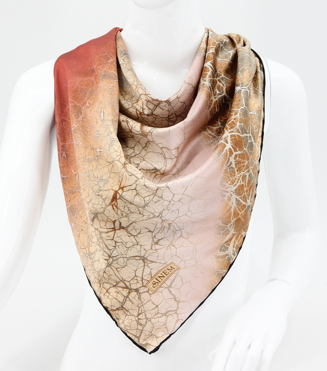 Хустка M&JJ ІЗМІР Шовк Рожевий/Золото/Червоний 95х95 см (1961), фото 1