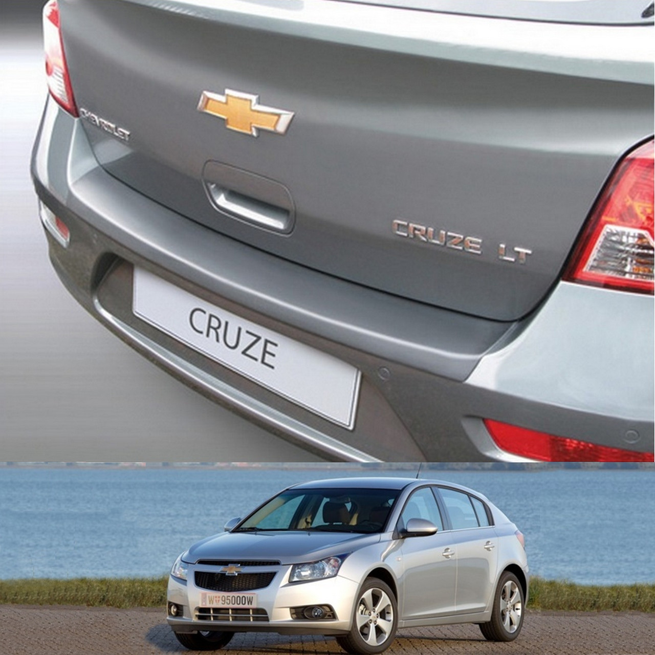 Пластикова захисна накладка на задній бампер для Chevrolet Cruze 5dr 2011-2016, фото 1