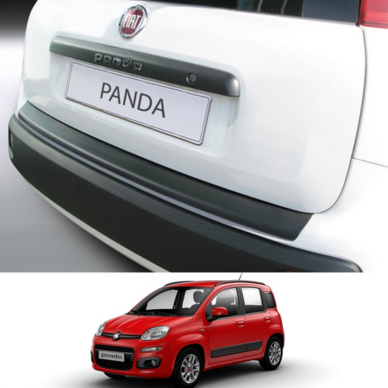 Пластикова захисна накладка на задній бампер для Fiat Panda 2012+ (не для City Cross, 4х4, Trekking)