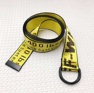 Ремінь Пояс Off White Жовтий з чорною пряжкою 150 см