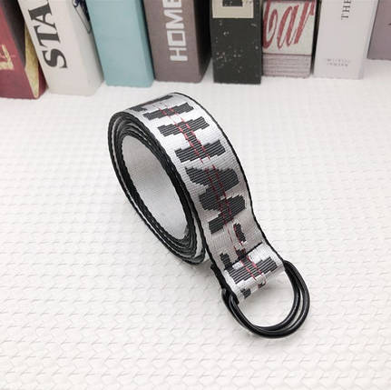 Ремінь Пояс Off White Сірий з чорною пряжкою 150 см, фото 2