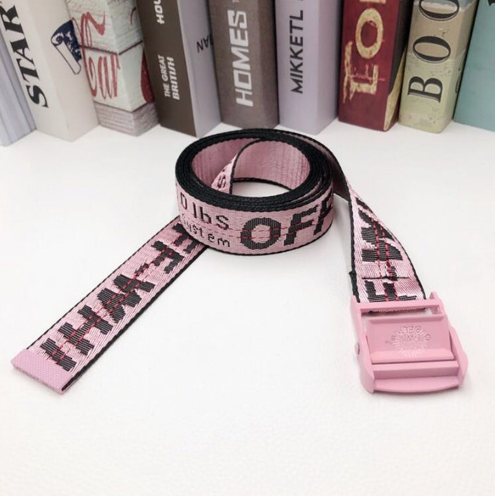 Ремінь Пояс Off White Original Belt Рожевий з рожевою пряжкою 150 см