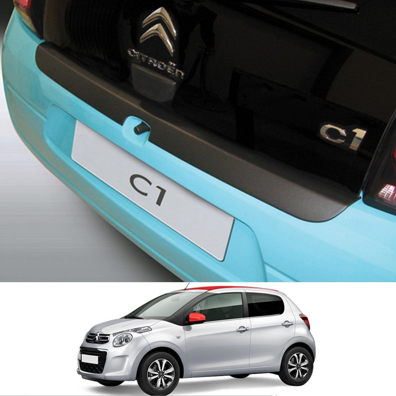 Пластикова захисна накладка на задній бампер для Citroen C1 II 3/5 Dr 2014+, фото 1