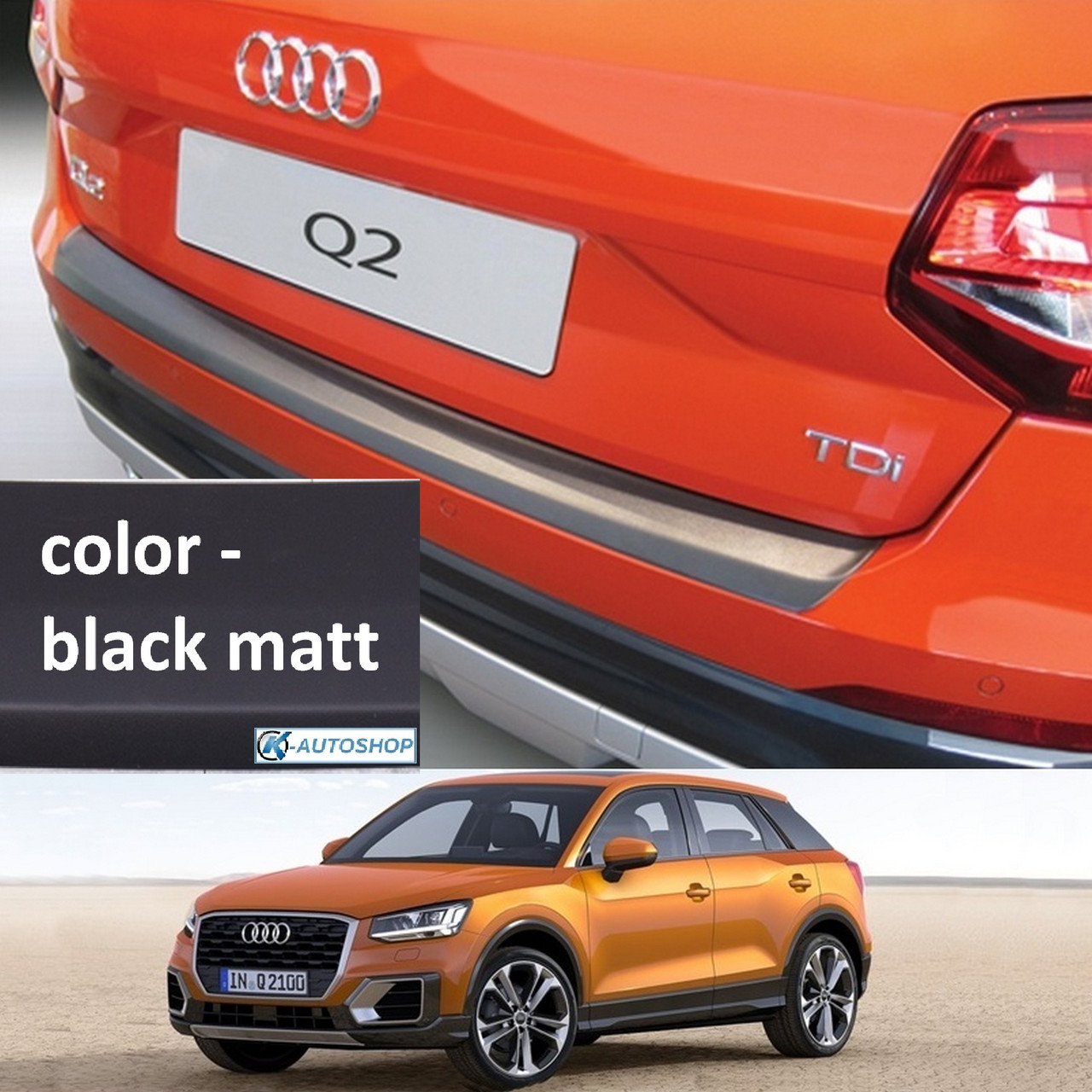 Пластикова захисна накладка на задній бампер для Audi Q2 2016+, фото 1