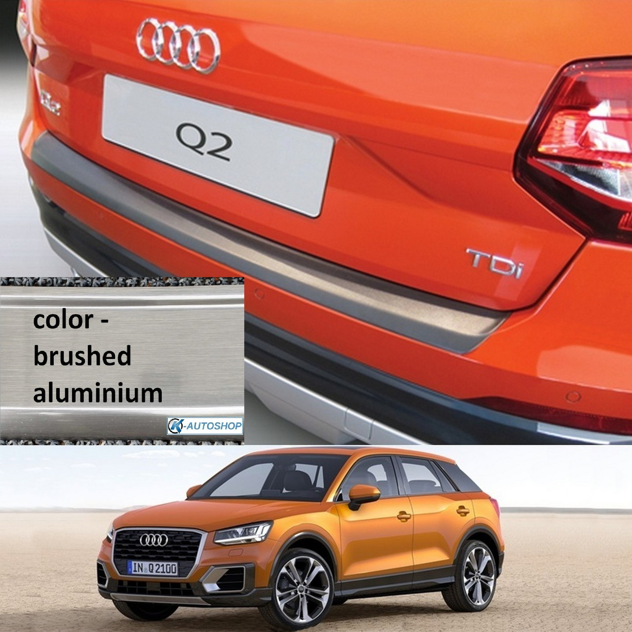 Пластикова захисна накладка на задній бампер для Audi Q2 2016+, фото 1