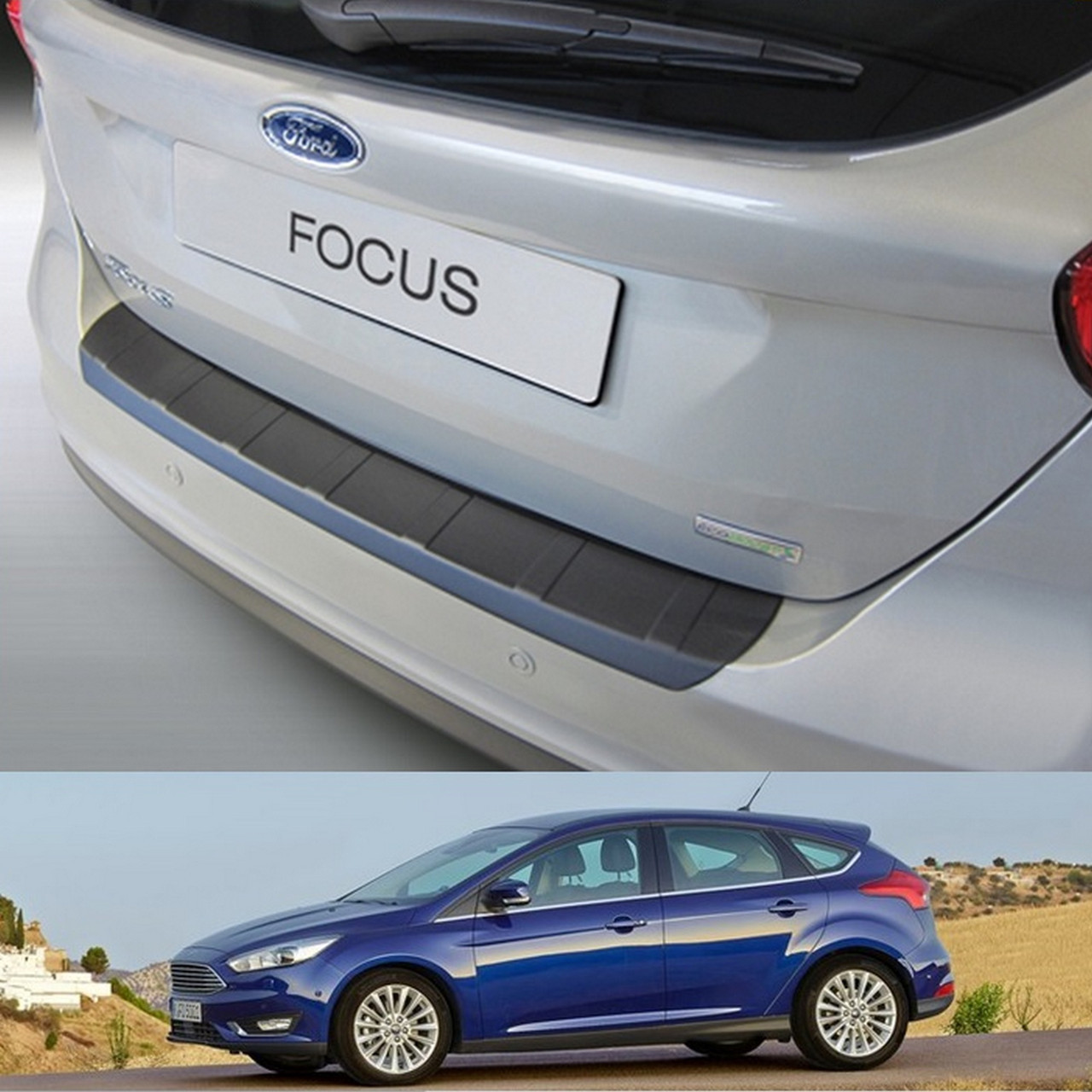 Пластикова захисна накладка на задній бампер для Ford Focus / Focus ST / RS 5dr 2014-2018