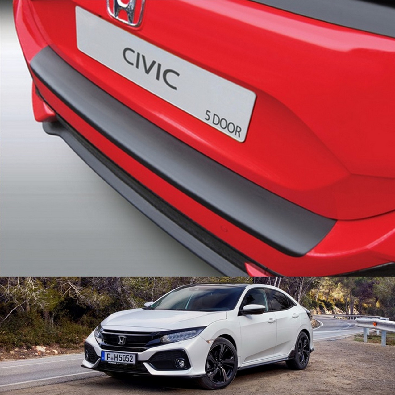 Пластикова захисна накладка на задній бампер для Honda Civic Mk10 5dr 2017-2020