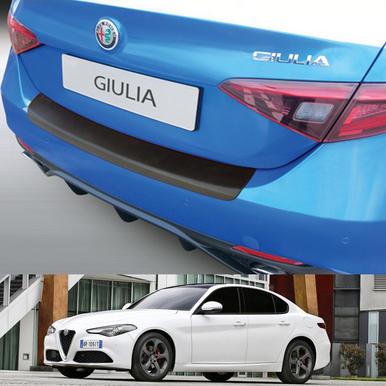 Пластикова захисна накладка на задній бампер для Alfa Romeo Giulia 2016+, фото 1