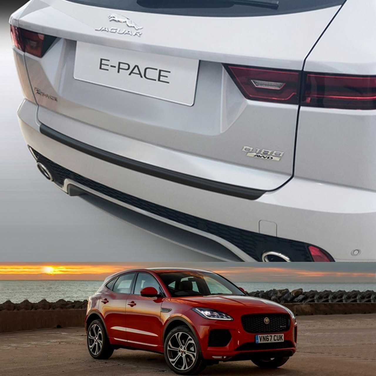 Пластикова захисна накладка на задній бампер для Jaguar E-Pace 2017+