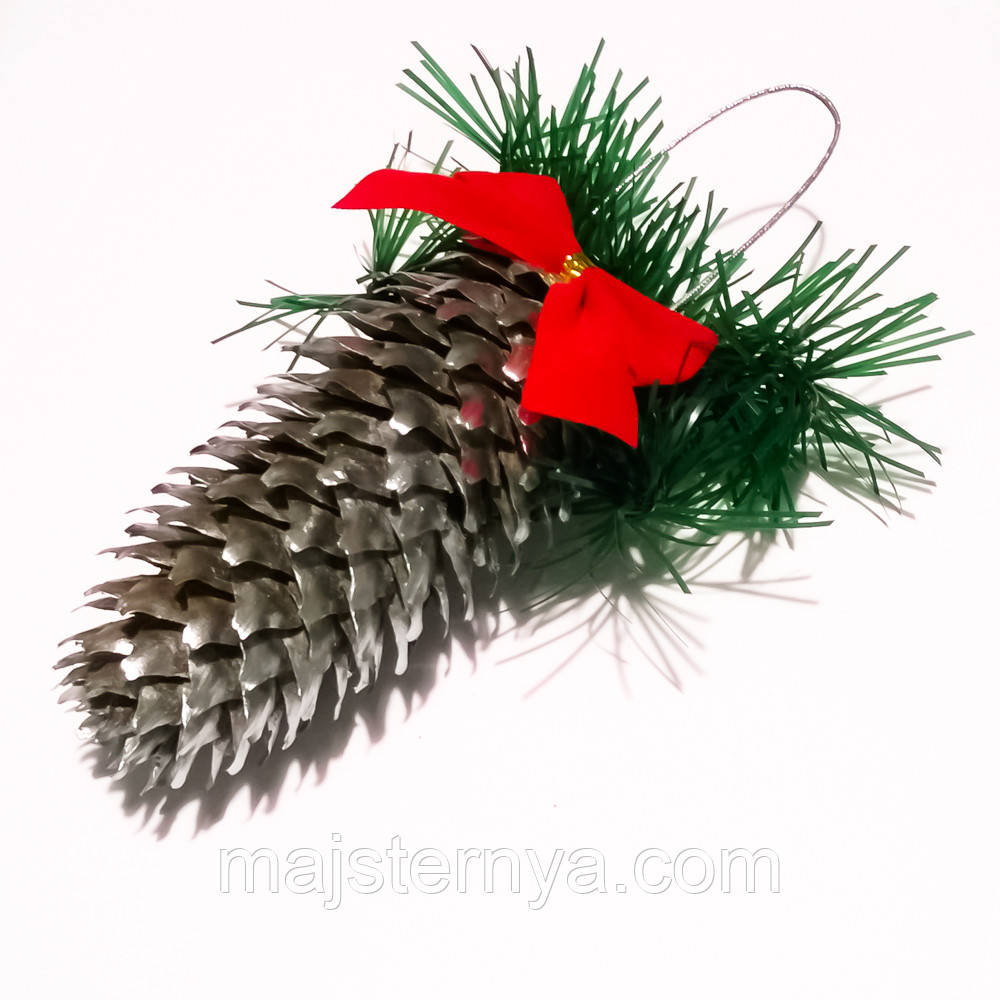 Ялинкова прикраса "Шишка смерекова" срібна, фото 1