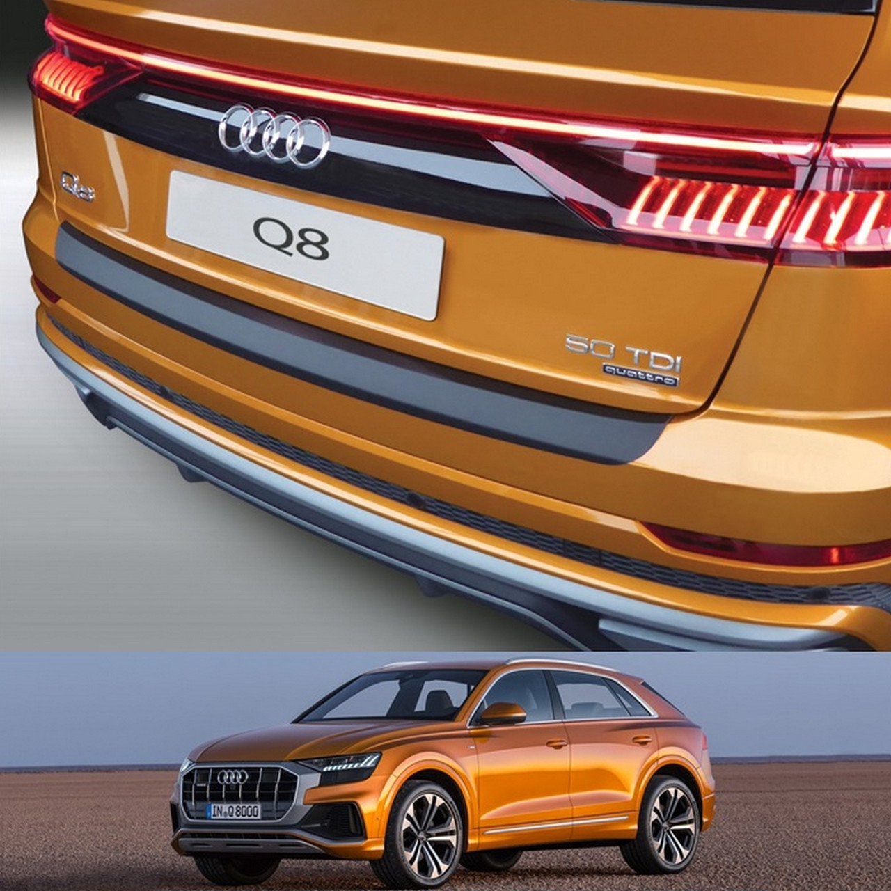 Пластикова захисна накладка на задній бампер для Audi Q8 2018+