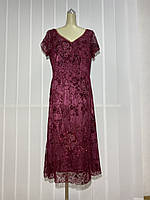 Платье женское длинное Morys Tune кружево цвет бордо нарядное размер+ с коротким рукавом