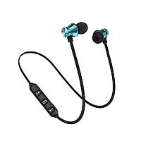 Наушники Bluetooth Blue Sport на магните Синий. Вакуумные наушники блютуз для спорта, телефона