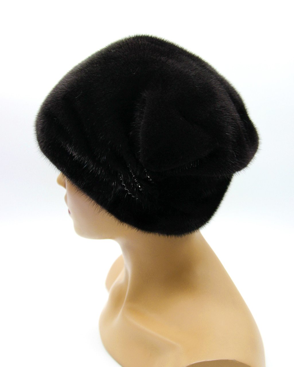 Меховая шапка из норки "Жанна" с 2я защипами черная. - фото 2 - id-p1099288796