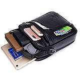 Сумка чоловіча стильна шкіряна. Барсетка з натуральної шкіри (чорна), фото 7