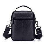 Сумка чоловіча стильна шкіряна. Барсетка з натуральної шкіри (чорна), фото 3